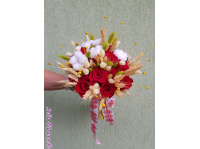 Buchet cu flori de bumbac si trandafiri 1_1310495528