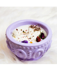 Lumânare florală în vas ceramic lila 1_2128486878