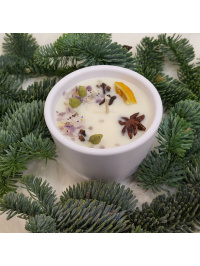 Lumânare terapeutică cu miresme de Crăciun, cristale de ametist și mirodenii, turnată în vas ceramic 1_857636604